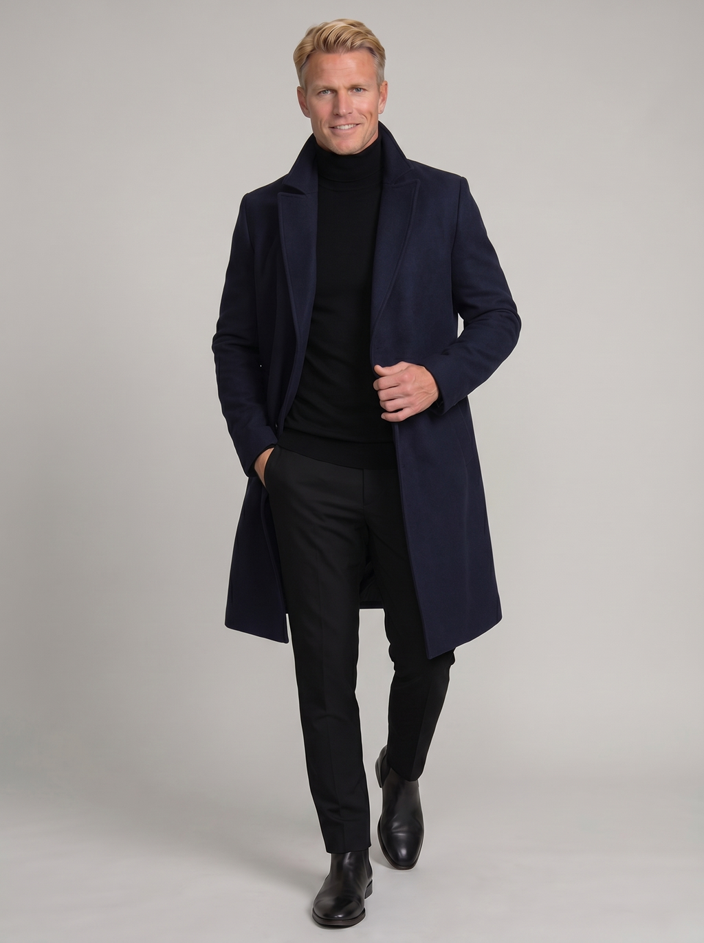 Men's Wool Long Coat | Slim Fit Stylish Outerwear | Formal and Casual Wear