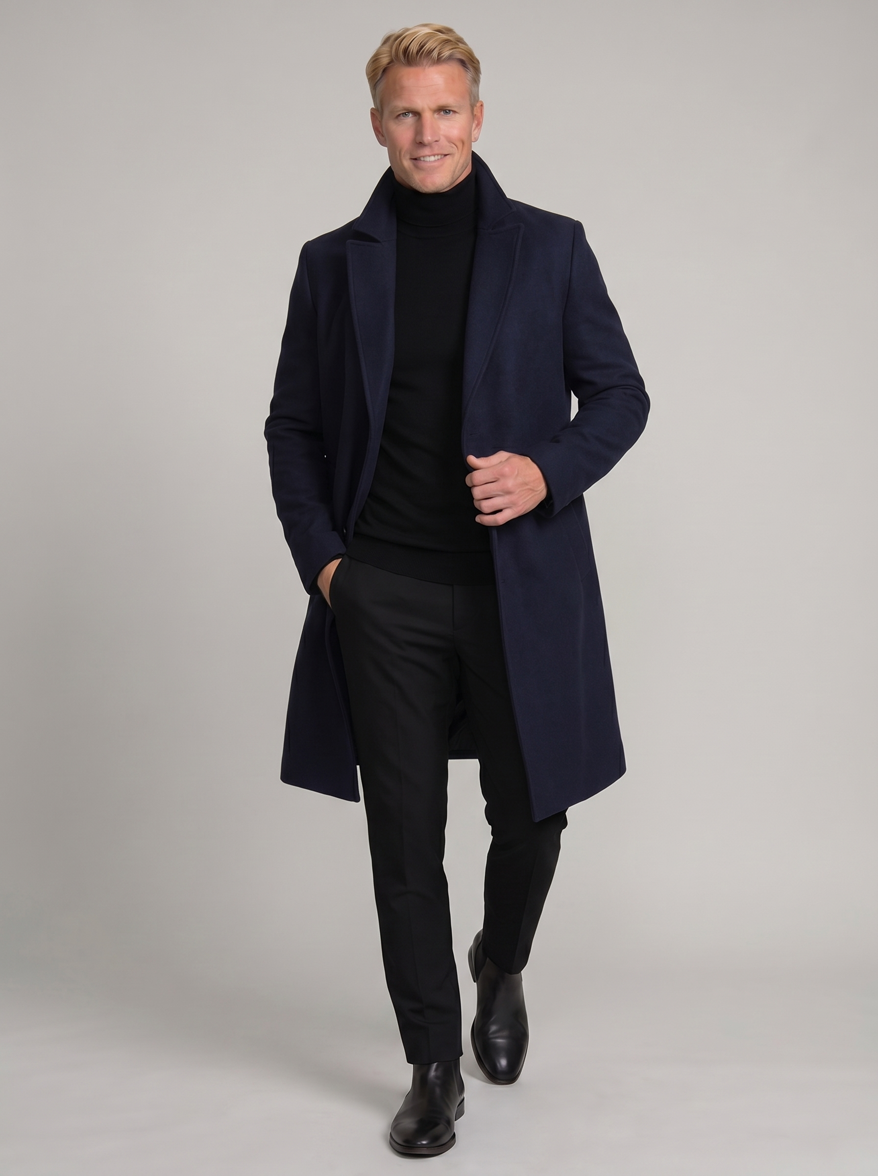 Men's Wool Long Coat | Slim Fit Stylish Outerwear | Formal and Casual Wear