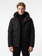 Men's Down Parka Jacket | Warm Windproof Hooded Outerwear | Ideal for Cold Weather Activities | Durable Insulated Design