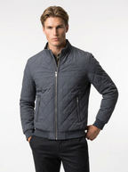 Men's Lightweight Insulated Bomber Jacket - Diamond Quilted Design for Casual Wear and Outdoor Activities
