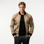 Men's Slim Fit Lightweight Zip-Up Bomber Jacket with Pockets - Casual Everyday Wear