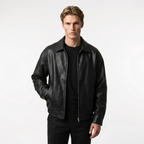 Men's Leather Bomber Jacket | Oversized Design | Casual Streetwear Outerwear for Everyday Use