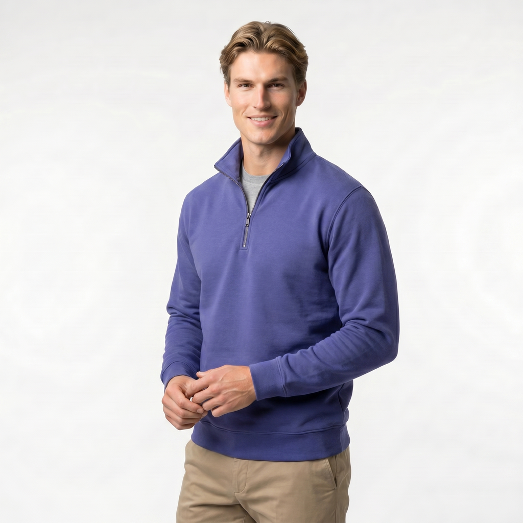 Men's Quarter Zip Sweatshirt | Soft Cotton Blend | Lightweight Casual Wear | Comfortable Everyday Style