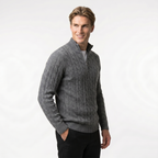Men's Cable Knit Zip Neck Sweater | Warm Knit Fabric | Casual Layering for Cool Weather