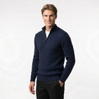 Men's Cable Knit Zip Neck Sweater | Warm Knit Fabric | Casual Layering for Cool Weather