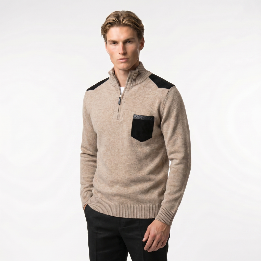 Men's Knit Zip Sweater with Pocket | Comfortable Casual Wear for Everyday Style