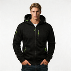 Men's Cotton Blend Adjustable Hooded Zip Hoodie - Casual Jacket for Everyday Wear