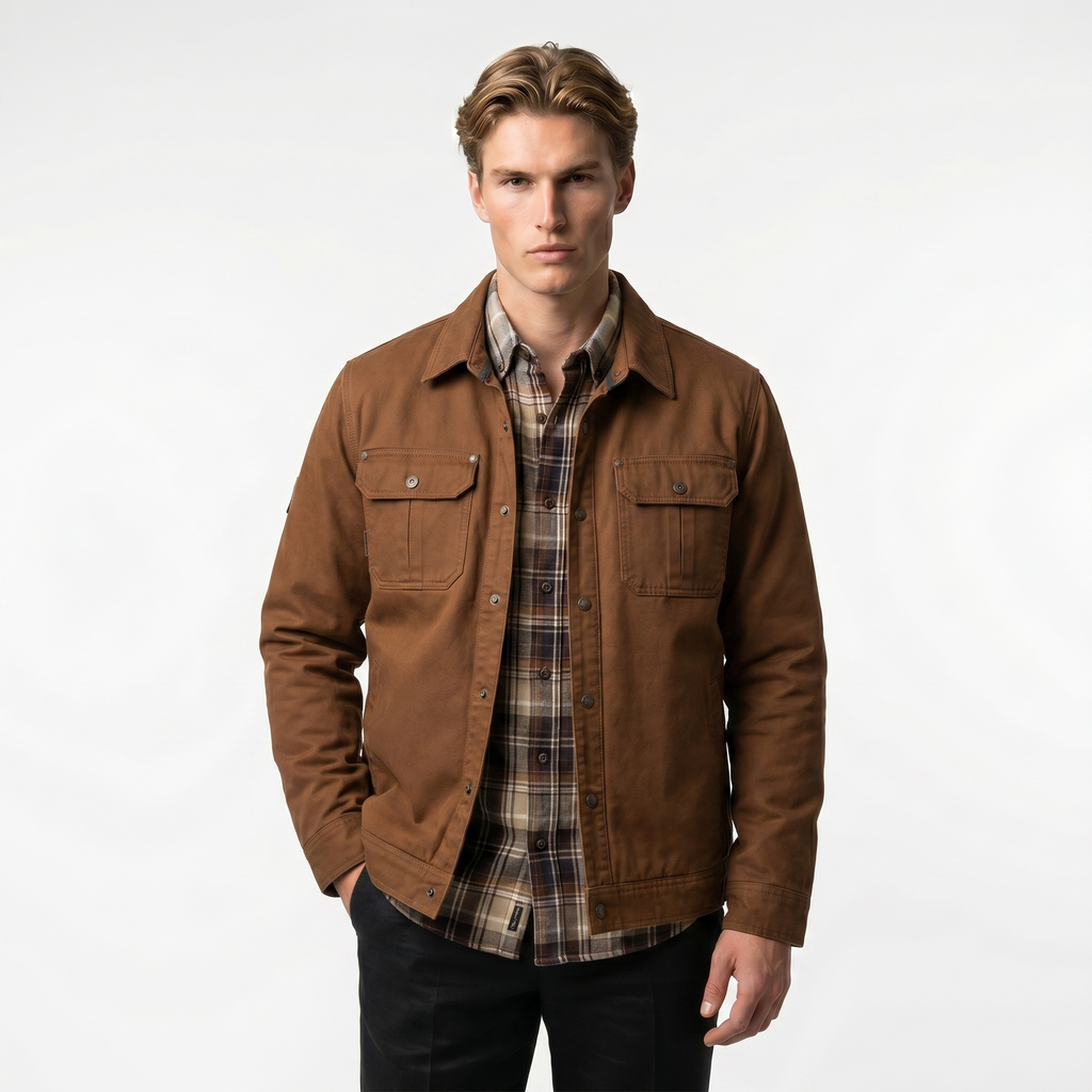 Men's Waxed Trucker Jacket | All-Season Durable Outerwear for Casual Wear