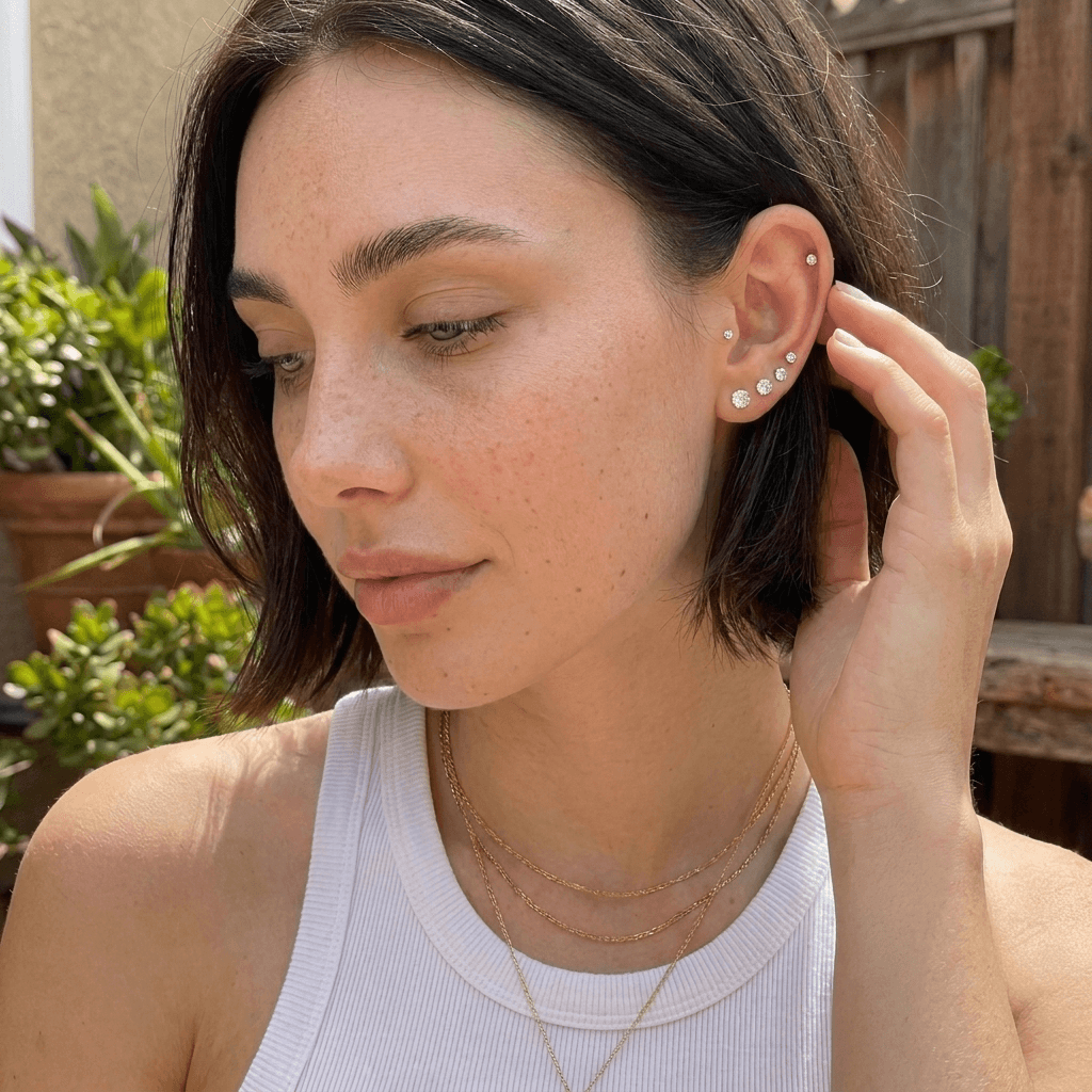 Sparkle Flat Back Stud Earrings Set