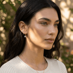 Gold Crystal Flower Stud and Hoop Earrings Set