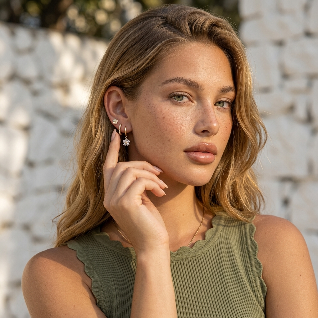 Colette Crystal Flower Earrings Set