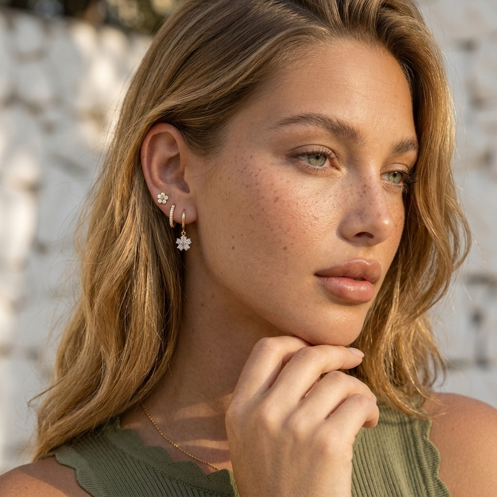 Colette Crystal Flower Earrings Set