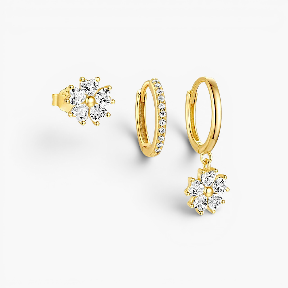 Colette Crystal Flower Earrings Set