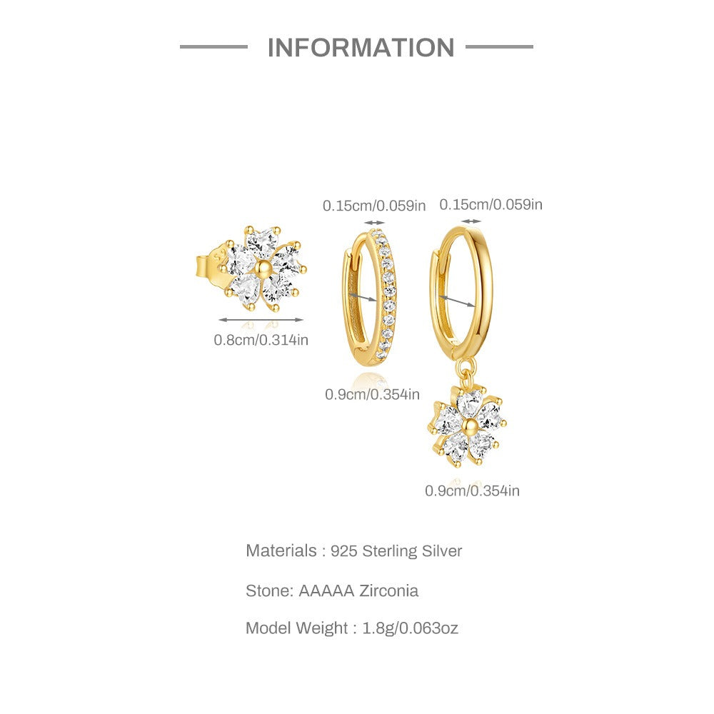 Colette Crystal Flower Earrings Set