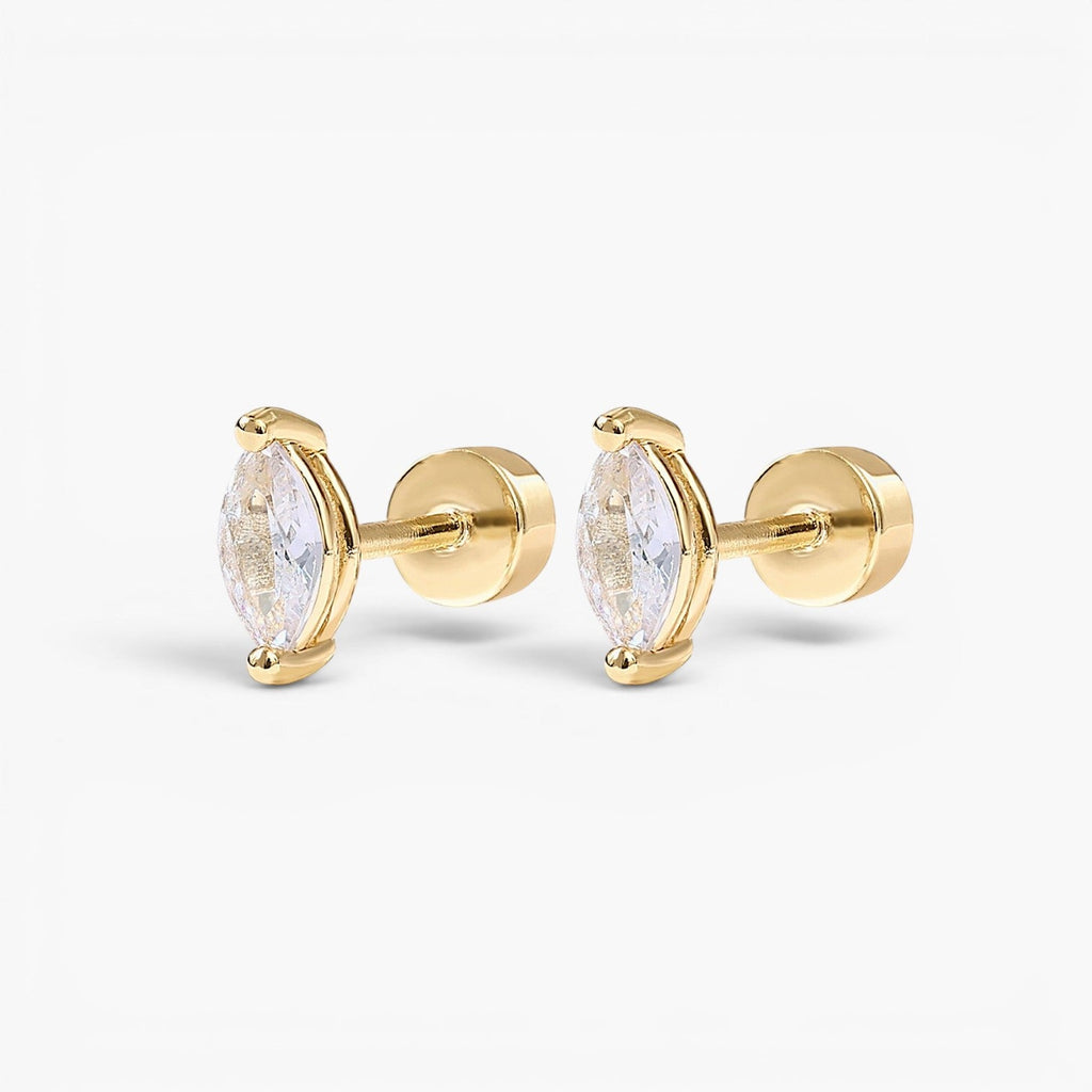 Marquise Tear Flat Back Stud Earrings