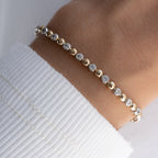 Two Tone Bead and Bezel Tennis Bracelet