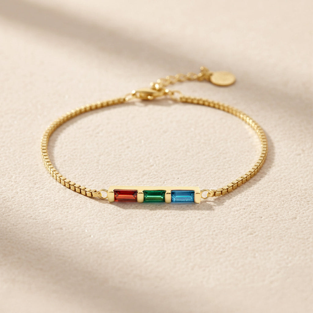 Baguette Birthstone Chain Bracelet