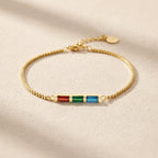 Baguette Birthstone Chain Bracelet