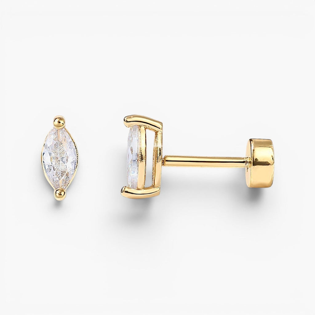 Marquise Tear Flat Back Stud Earrings