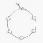 Dainty Mother of Pearl Clover Charm Bracelet