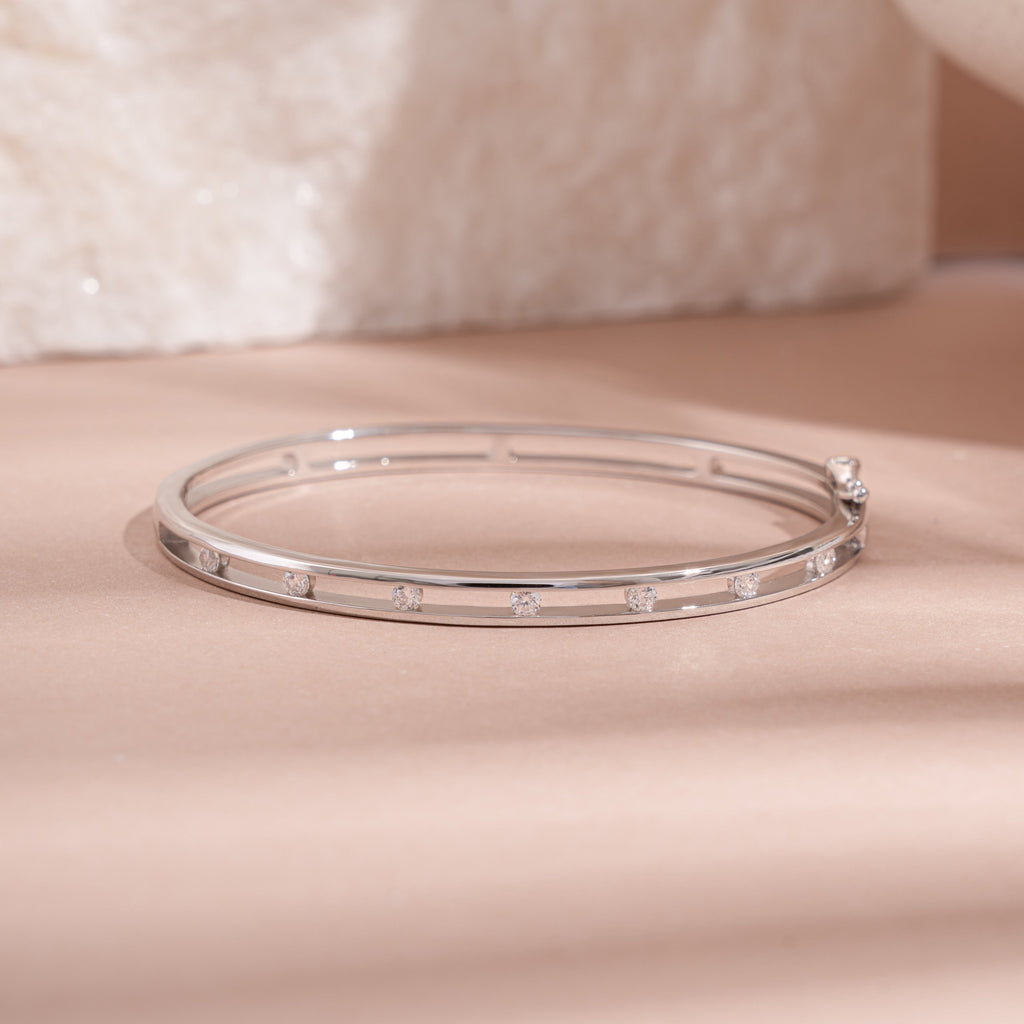 Sleek Stone Set Bangle Bracelet